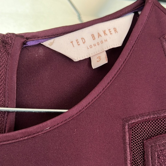 Ted Baker- Beautiful Embroidered Burgundy Dress - Picture 4 of 7